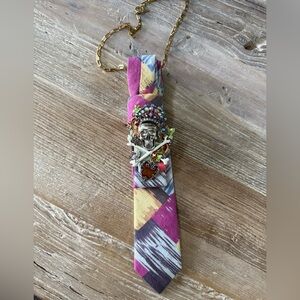 Colorful Skull and Crossbones Tie/Necklace